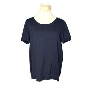 Talbots navy blue short sleeves sweater top size X - 14